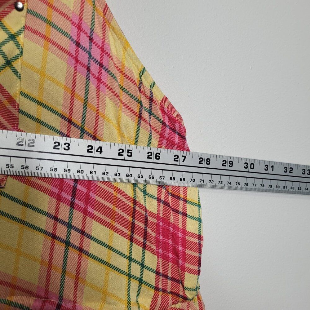 Torrid Yellow Multi Plaid Stretch Challis Sleeveless Shirt Dress plus size 6x - Picture 8 of 9